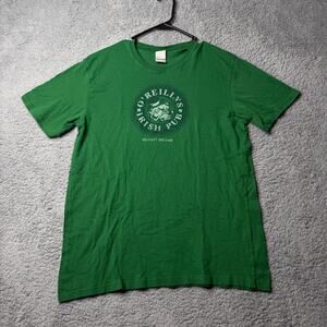 Vintage O'Reilly Irish Pub Shirt Womens Large Utility Green Graphic Short Sleeve